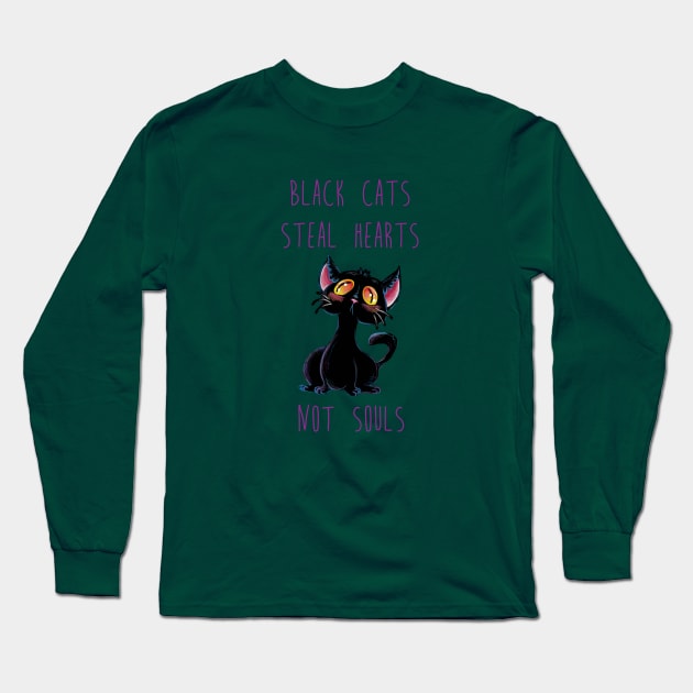 Black Cats Steal Hearts Not Souls Long Sleeve T-Shirt by ckrickett